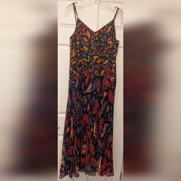 New Farm Rio Anthropologie Sleeveless Long Midi Slip Dress Pleade Sz L Boho - Picture 5 of 14